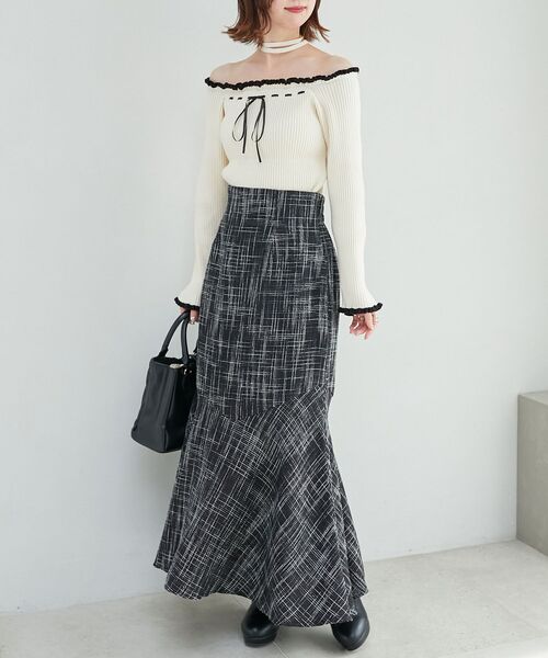 MAJESTIC LEGON（マジェスティックレゴン）の「チョーカーセットフリルリボン長袖ニット（ニット/セーター・レディース・アイボリー/レッド/ブラック/チャコールグレー・MEDIUM）」の9枚目の写真