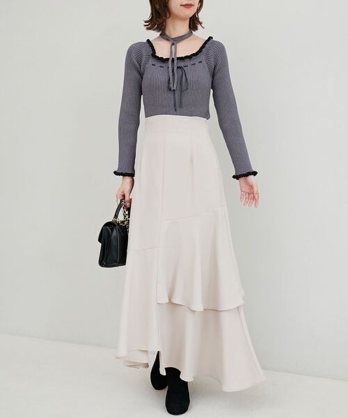 MAJESTIC LEGON（マジェスティックレゴン）の「チョーカーセットフリルリボン長袖ニット（ニット/セーター・レディース・アイボリー/レッド/ブラック/チャコールグレー・MEDIUM）」の15枚目の写真