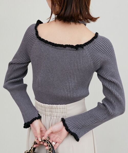 MAJESTIC LEGON（マジェスティックレゴン）の「チョーカーセットフリルリボン長袖ニット（ニット/セーター・レディース・アイボリー/レッド/ブラック/チャコールグレー・MEDIUM）」の20枚目の写真