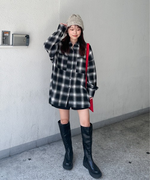 EPIMI E'PIMMY（エピミエピミー）の「オンブレチェックビッグシャツ（シャツ/ブラウス・レディース・ブラウン/アイボリー/ブラック・MEDIUM）」の4枚目の写真