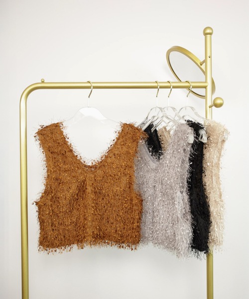 DRESS PLUS(ドレスプラス)の「ベスト フリンジベスト 前後2WAY ショート丈(キャミソール・レディース・ベージュ/モカ/ブラック/グレー・M)」の22枚目の写真