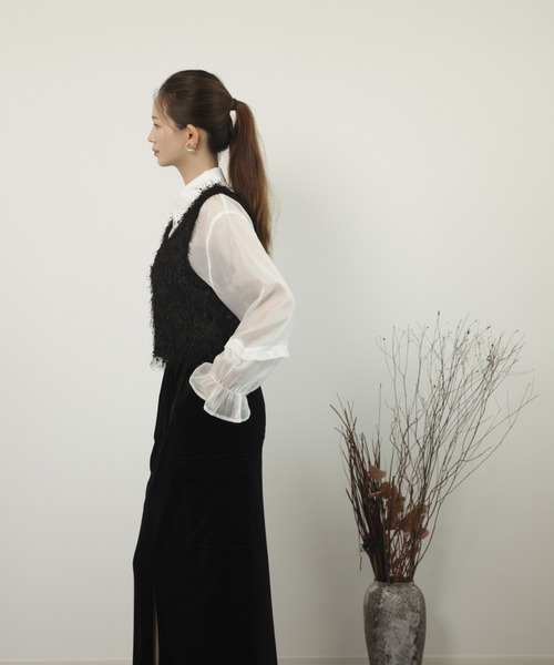 DRESS PLUS(ドレスプラス)の「ベスト フリンジベスト 前後2WAY ショート丈(キャミソール・レディース・ベージュ/モカ/ブラック/グレー・M)」の8枚目の写真