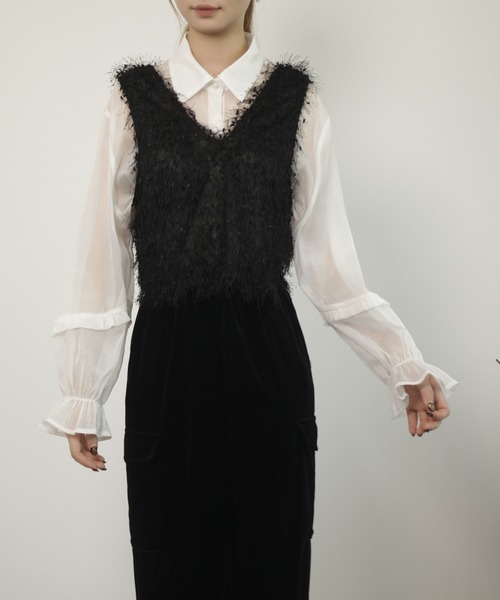 DRESS PLUS(ドレスプラス)の「ベスト フリンジベスト 前後2WAY ショート丈(キャミソール・レディース・ベージュ/モカ/ブラック/グレー・M)」の10枚目の写真
