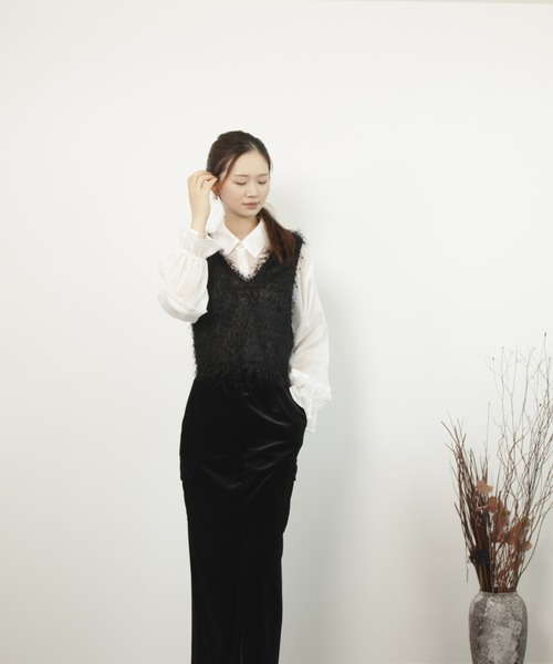 DRESS PLUS(ドレスプラス)の「ベスト フリンジベスト 前後2WAY ショート丈(キャミソール・レディース・ベージュ/モカ/ブラック/グレー・M)」の11枚目の写真