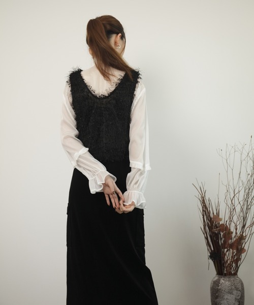 DRESS PLUS(ドレスプラス)の「ベスト フリンジベスト 前後2WAY ショート丈(キャミソール・レディース・ベージュ/モカ/ブラック/グレー・M)」の12枚目の写真