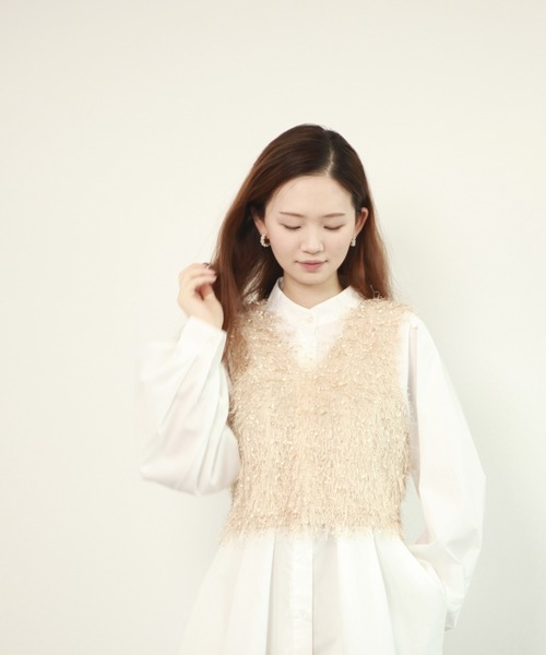 DRESS PLUS(ドレスプラス)の「ベスト フリンジベスト 前後2WAY ショート丈(キャミソール・レディース・ベージュ/モカ/ブラック/グレー・M)」の15枚目の写真
