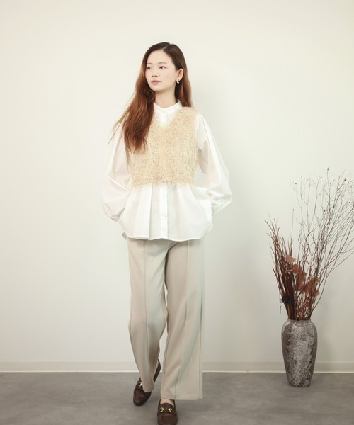 DRESS PLUS(ドレスプラス)の「ベスト フリンジベスト 前後2WAY ショート丈(キャミソール・レディース・ベージュ/モカ/ブラック/グレー・M)」の16枚目の写真