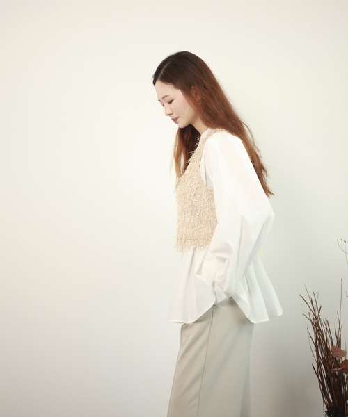 DRESS PLUS(ドレスプラス)の「ベスト フリンジベスト 前後2WAY ショート丈(キャミソール・レディース・ベージュ/モカ/ブラック/グレー・M)」の17枚目の写真