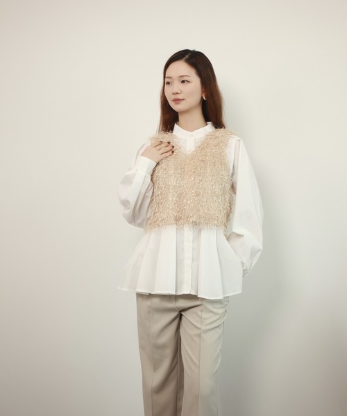 DRESS PLUS(ドレスプラス)の「ベスト フリンジベスト 前後2WAY ショート丈(キャミソール・レディース・ベージュ/モカ/ブラック/グレー・M)」の18枚目の写真