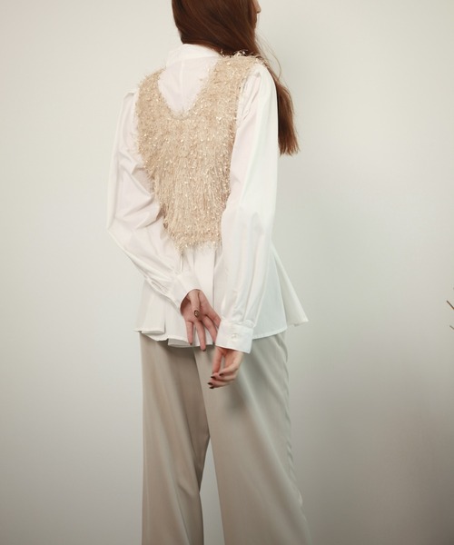 DRESS PLUS(ドレスプラス)の「ベスト フリンジベスト 前後2WAY ショート丈(キャミソール・レディース・ベージュ/モカ/ブラック/グレー・M)」の21枚目の写真