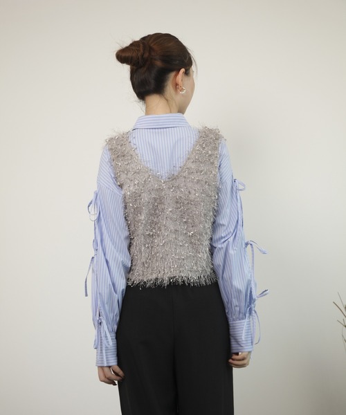 DRESS PLUS(ドレスプラス)の「ベスト フリンジベスト 前後2WAY ショート丈(キャミソール・レディース・ベージュ/モカ/ブラック/グレー・M)」の5枚目の写真