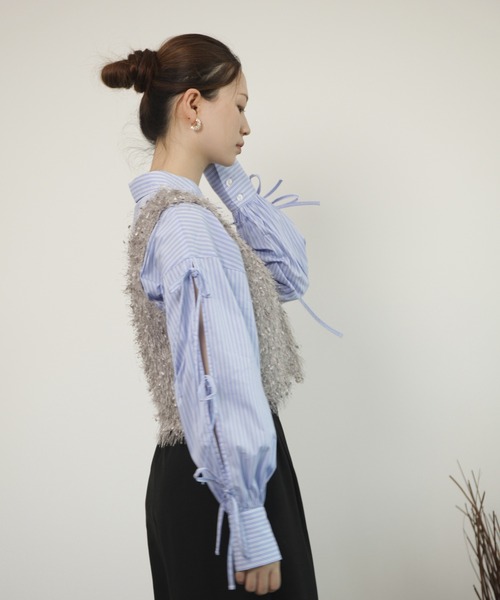 DRESS PLUS(ドレスプラス)の「ベスト フリンジベスト 前後2WAY ショート丈(キャミソール・レディース・ベージュ/モカ/ブラック/グレー・M)」の6枚目の写真