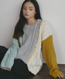 MERLOT（メルロー）の「ランダムステッチルーズニット（ニット/セーター）」