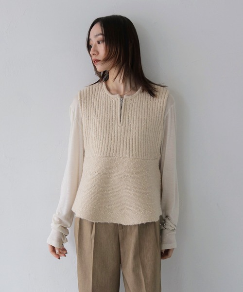 CLEIO（クレイオ）の「【CLEIO】前後2WAYネップ混リブニットビスチェ（ニット/セーター・レディース・グレー/アイボリー/ブラック・FREE）」の20枚目の写真