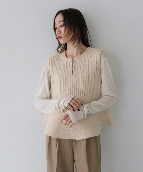 CLEIO（クレイオ）の「【CLEIO】前後2WAYネップ混リブニットビスチェ（ニット/セーター・レディース・グレー/アイボリー/ブラック・FREE）」の22枚目の写真