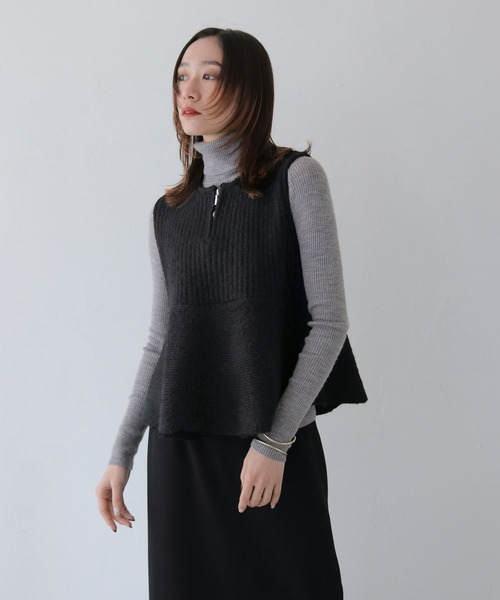 CLEIO（クレイオ）の「【CLEIO】前後2WAYネップ混リブニットビスチェ（ニット/セーター・レディース・グレー/アイボリー/ブラック・FREE）」の5枚目の写真