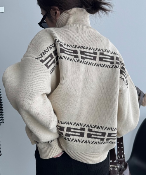 SHAGGIE（シャギー）の「ニュアンス柄ハーフジップオーバーニット（ニット/セーター・レディース・グレー/ナチュラル/ブラウン・FREE）」の17枚目の写真