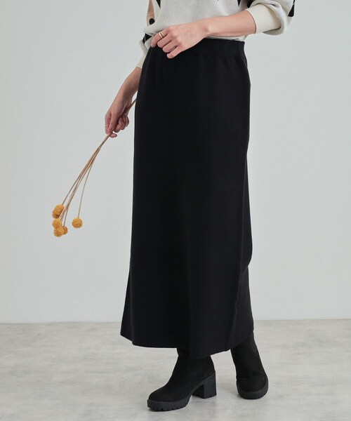 DRESKIP（ドレスキップ）の「◆【高レビュー/洗える/セットアップ可】 着る度うっとり もちもちチェック柄ニットナロースカート（スカート・レディース・ブラック系1/ベージュ系その他2/ブラック・02/04/03）」の2枚目の写真