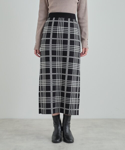 DRESKIP（ドレスキップ）の「◆【高レビュー/洗える/セットアップ可】 着る度うっとり もちもちチェック柄ニットナロースカート（スカート・レディース・ブラック系1/ベージュ系その他2/ブラック・02/04/03）」の18枚目の写真