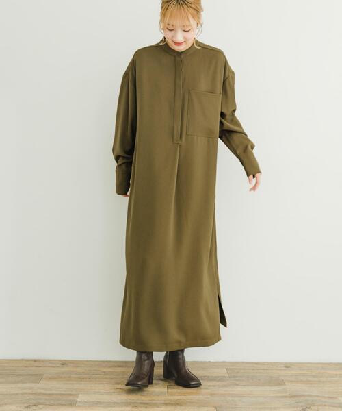 ITEMS URBANRESEARCH(アイテムズ アーバンリサーチ)の「バンドカラーワンピース(ワンピース・レディース・カーキ/ネイビー・FREE)」の7枚目の写真
