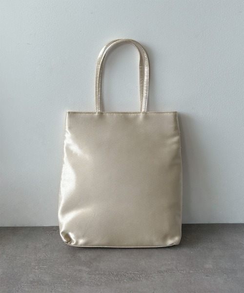 girl（ガール）の「サテン×ビーズサブバッグ 結婚式 パーティー オケージョン お呼ばれ（トートバッグ・レディース・シルバー/ベージュ/ブラック・FREE）」の6枚目の写真