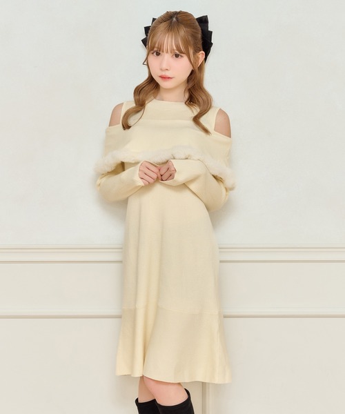 apres jour(アプレジュール)の「ケープファーニットミニワンピース【ZOZOTOWN限定アイテム】(ワンピース・レディース・ブラウン系その他/ブラック/アイボリー・X-LARGE/フリー)」の10枚目の写真