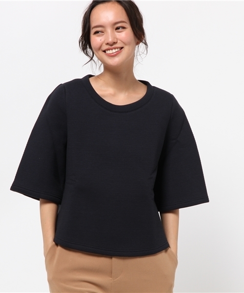 OUTLET（アウトレット）の「【Sheta】ボンディングトップ（Tシャツ/カットソー・レディース・ネイビー/ブラック・FREE）」の2枚目の写真