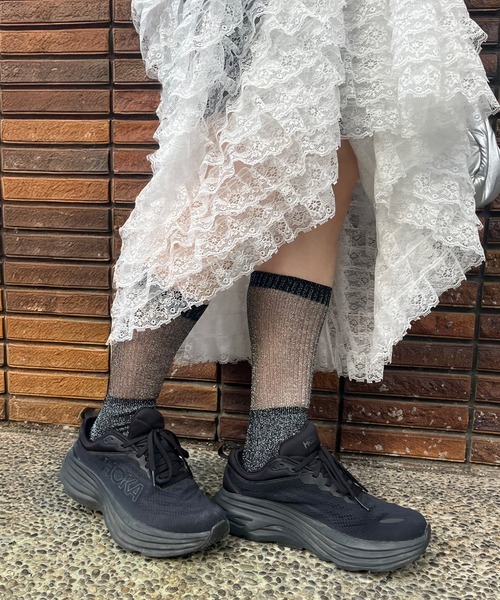 poiregnee（ポワニェ）の「［select］ラメ リブソックス（ソックス/靴下・レディース・ブラック/ホワイト・FREE）」の4枚目の写真