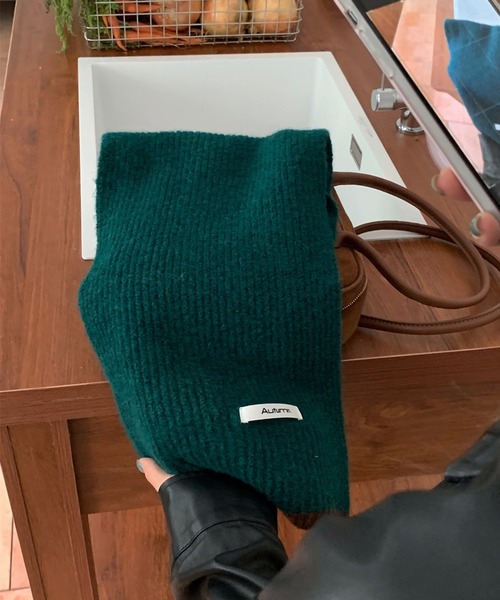 VitaFelice（ヴィータフェリーチェ）の「切り替えデザインシンプルバイカラーリブマフラー（マフラー・レディース・ブラック/ダークブラウン/グレー/レッド/イエロー/グリーン/オートミール・FREE）」の15枚目の写真