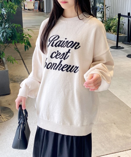 INGNI(イング)の「3段ロゴチュニックニット(ニット/セーター・レディース・ワイン系2/ライトグレー系2/ブルーグレー/ホワイト×ブラック・M)」の2枚目の写真