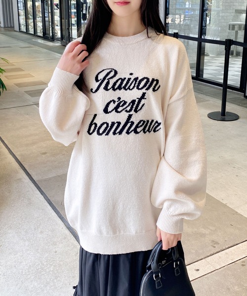 INGNI(イング)の「3段ロゴチュニックニット(ニット/セーター・レディース・ワイン系2/ライトグレー系2/ブルーグレー/ホワイト×ブラック・M)」の6枚目の写真