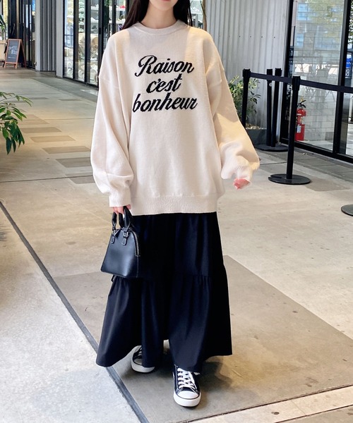 INGNI(イング)の「3段ロゴチュニックニット(ニット/セーター・レディース・ワイン系2/ライトグレー系2/ブルーグレー/ホワイト×ブラック・M)」の9枚目の写真