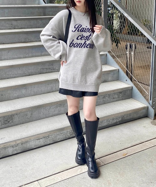 INGNI(イング)の「3段ロゴチュニックニット(ニット/セーター・レディース・ワイン系2/ライトグレー系2/ブルーグレー/ホワイト×ブラック・M)」の17枚目の写真
