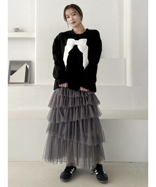 dazzlin（ダズリン）の「ティアードチュールスカート（スカート・レディース・オフホワイト/ベージュ/チャコールグレー・MEDIUM/SMALL）」の14枚目の写真