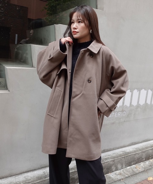 CORNERS（コーナーズ）の「ミドル丈フレアコート（ピーコート・レディース・アイボリー/ブラック/グレイッシュベージュ/モカ・M/L）」の19枚目の写真