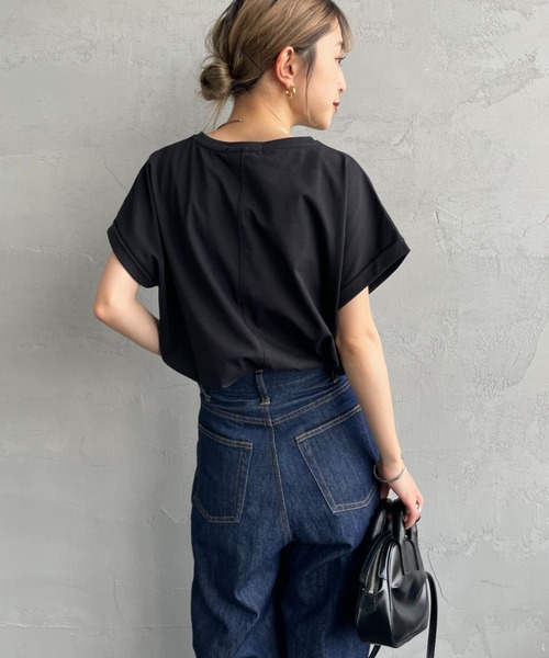 tシャツ 「MAISON DE L'ALLURE/メゾンドゥラリュール」 箔ラバーロゴプリントＴシャツ レディース MAISON DE L'ALLURE/メゾンドゥラリュール] 箔ラバーロゴ