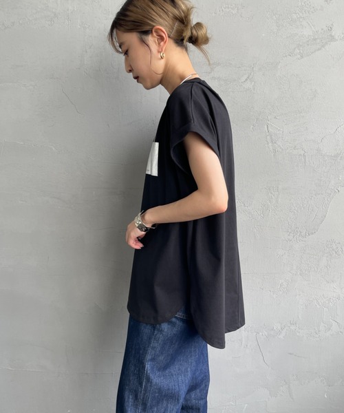 tシャツ 「MAISON DE L'ALLURE/メゾンドゥラリュール」 箔ラバーロゴプリントＴシャツ レディース MAISON DE L'ALLURE/メゾンドゥラリュール] 箔ラバーロゴ