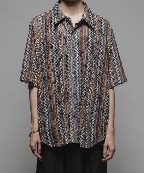 CASPER JOHN（キャスパージョン）の「Various loose shirts -lace- /バリアスルーズシャツ -レース-（シャツ/ブラウス・メンズ・グレー/ブルー/アイボリー/ホワイト×ブラック/ブラック/カーキ/ライトブルー/ネイビー/オレンジ/ピンク・X-SMALL/SMALL/MEDIUM/LARGE）」の7枚目の写真