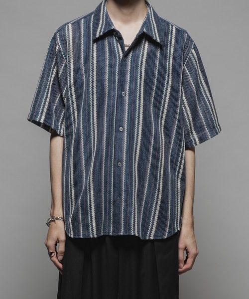 CASPER JOHN（キャスパージョン）の「Various loose shirts -lace- /バリアスルーズシャツ -レース-（シャツ/ブラウス・メンズ・グレー/ブルー/アイボリー/ホワイト×ブラック/ブラック/カーキ/ライトブルー/ネイビー/オレンジ/ピンク・X-SMALL/SMALL/MEDIUM/LARGE）」の8枚目の写真