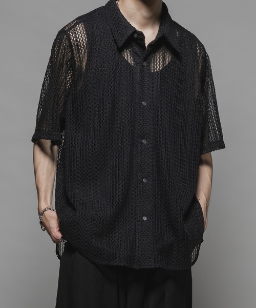 CASPER JOHN（キャスパージョン）の「Various loose shirts -lace- /バリアスルーズシャツ -レース-（シャツ/ブラウス・メンズ・グレー/ブルー/アイボリー/ホワイト×ブラック/ブラック/カーキ/ライトブルー/ネイビー/オレンジ/ピンク・X-SMALL/SMALL/MEDIUM/LARGE）」の3枚目の写真