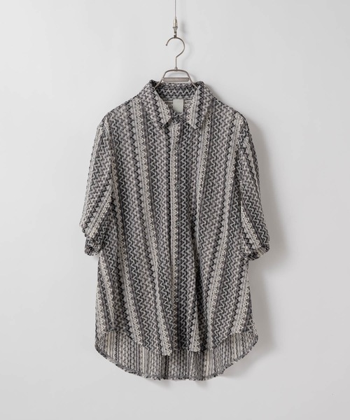 CASPER JOHN（キャスパージョン）の「Various loose shirts -lace- /バリアスルーズシャツ -レース-（シャツ/ブラウス・メンズ・グレー/ブルー/アイボリー/ホワイト×ブラック/ブラック/カーキ/ライトブルー/ネイビー/オレンジ/ピンク・X-SMALL/SMALL/MEDIUM/LARGE）」の11枚目の写真