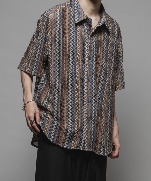 CASPER JOHN（キャスパージョン）の「Various loose shirts -lace- /バリアスルーズシャツ -レース-（シャツ/ブラウス・メンズ・グレー/ブルー/アイボリー/ホワイト×ブラック/ブラック/カーキ/ライトブルー/ネイビー/オレンジ/ピンク・X-SMALL/SMALL/MEDIUM/LARGE）」の18枚目の写真