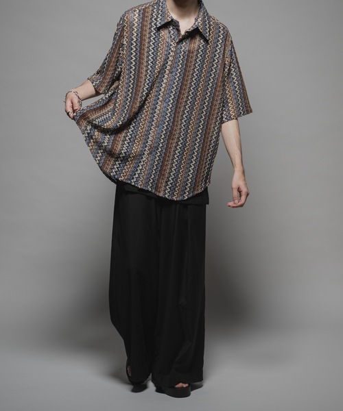 CASPER JOHN（キャスパージョン）の「Various loose shirts -lace- /バリアスルーズシャツ -レース-（シャツ/ブラウス・メンズ・グレー/ブルー/アイボリー/ホワイト×ブラック/ブラック/カーキ/ライトブルー/ネイビー/オレンジ/ピンク・X-SMALL/SMALL/MEDIUM/LARGE）」の22枚目の写真