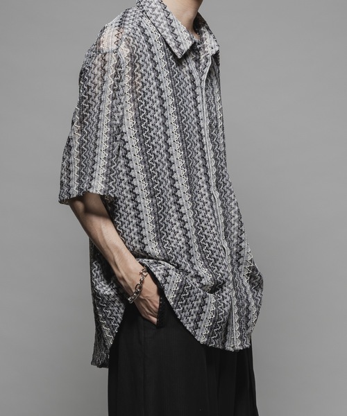 CASPER JOHN（キャスパージョン）の「Various loose shirts -lace- /バリアスルーズシャツ -レース-（シャツ/ブラウス・メンズ・グレー/ブルー/アイボリー/ホワイト×ブラック/ブラック/カーキ/ライトブルー/ネイビー/オレンジ/ピンク・X-SMALL/SMALL/MEDIUM/LARGE）」の13枚目の写真