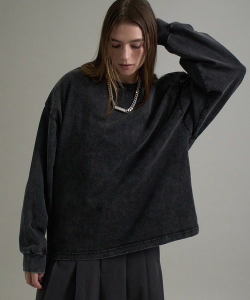 ELLUV/エルヴ】ヴィンテージスノー加工 オーバーロンT（Tシャツ