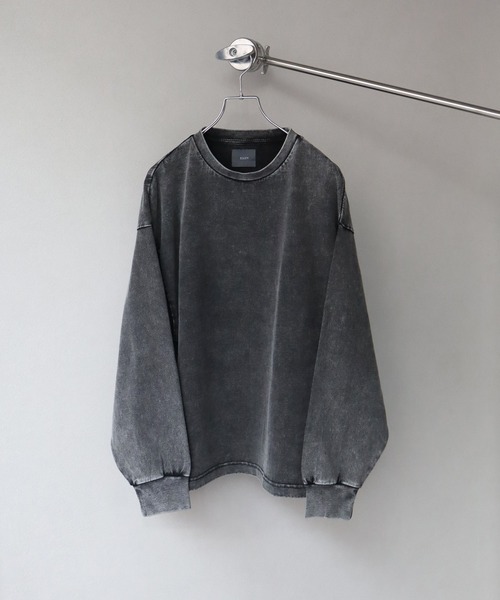 ELLUV(エルブ)の「【ELLUV/エルヴ】ヴィンテージスノー加工 オーバーロンT(Tシャツ/カットソー・メンズ・グレー/ブラック・L/M/S)」の4枚目の写真