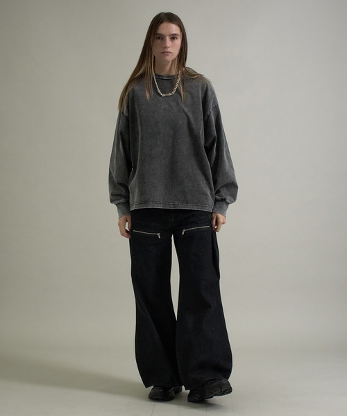 ELLUV(エルブ)の「【ELLUV/エルヴ】ヴィンテージスノー加工 オーバーロンT(Tシャツ/カットソー・メンズ・グレー/ブラック・L/M/S)」の14枚目の写真