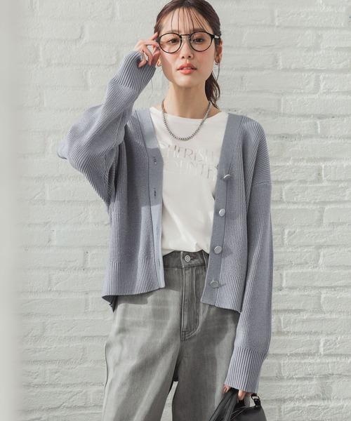 GLOBAL WORK(グローバルワーク)の「スッキレイショートVネックカーディガン長袖/253314(カーディガン/ボレロ・レディース・ネイビー/マスタード/ブルー系3/グレー系1・LARGE/MEDIUM)」の19枚目の写真