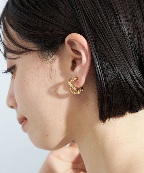フラワーモチーフパールフープイヤリング｜ピアス・イアリング