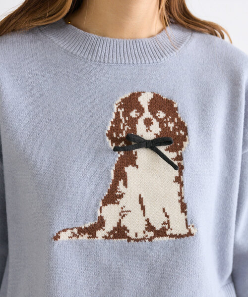 w closet（ダブルクローゼット）の「DOGショートニット（ニット/セーター・レディース・ブルー/ネイビー/アイボリー・FREE）」の18枚目の写真